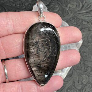 Large Flashy Hypersthene Pendant Stone Crystal Jewelry